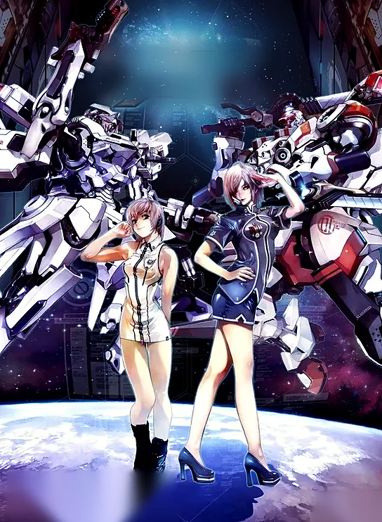 Two operators in uniform standing above Earth, steelframes behind them